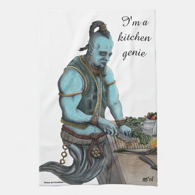 Genie Chef Cooking Dinner Fantasy Kitchen Towel Kökshandduk (Vertikal)