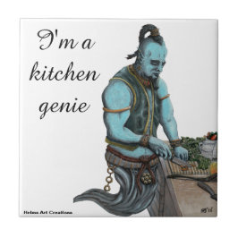 Genie Chef Cooking Kitchen Dinner Fantasy Art Tile Kakelplatta