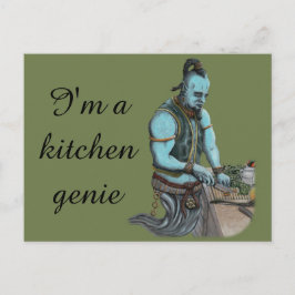 Genie Chef Cooking Middag Fantasy Art Postcard Vykort