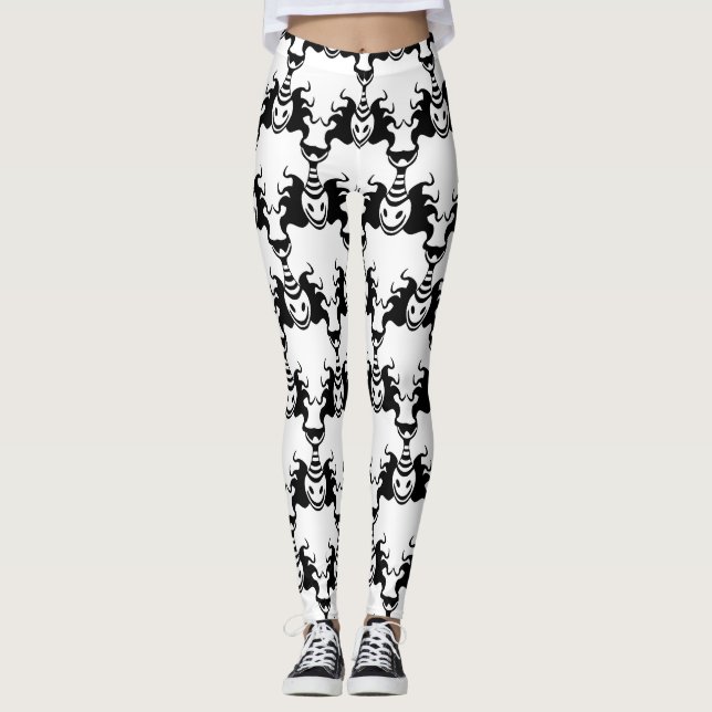 Genie Ghost kommer ut ur lampan Seamless Mönster Leggings (Framsida)