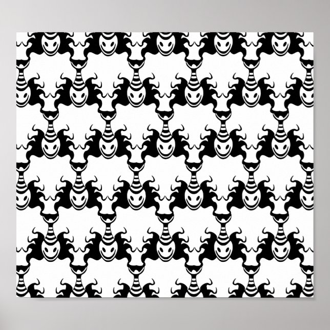 Genie Ghost kommer ut ur lampan Seamless Mönster Poster (Framsidan)