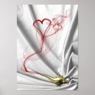 Genie Lamp med hjärtrök - Poster