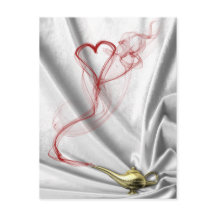 Genie Lamp med hjärtrök - vykort