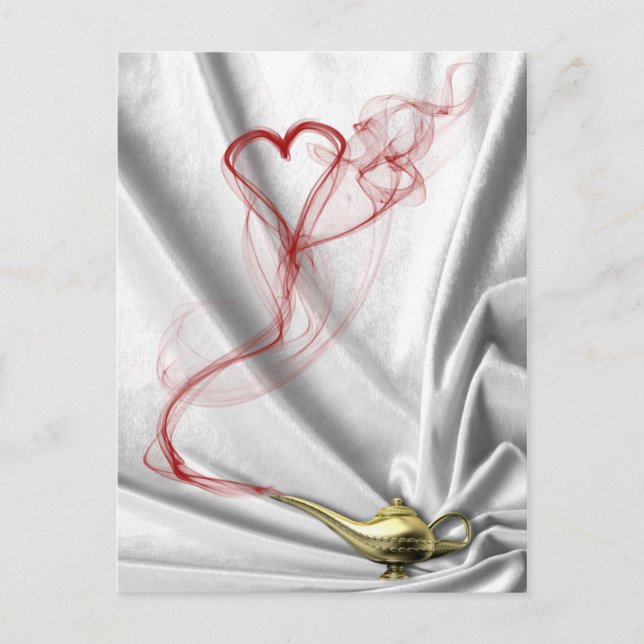 Genie Lamp med hjärtrök - vykort (Framsida)