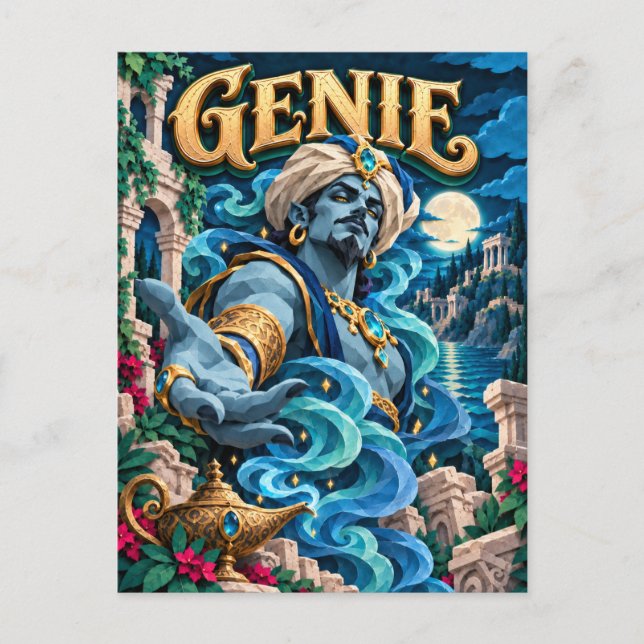 Genie, Pappersklippsmonster Vykort (Framsida)