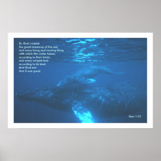 Genisis 1:21 WHALE POSTER SKRIV UT