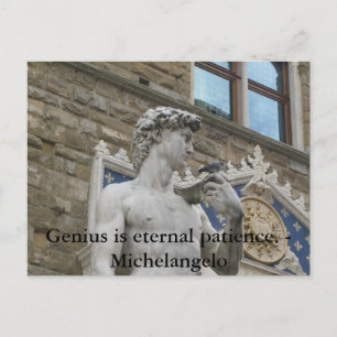 Genius är evigt tålamod. - Michelangelo citat Vykort