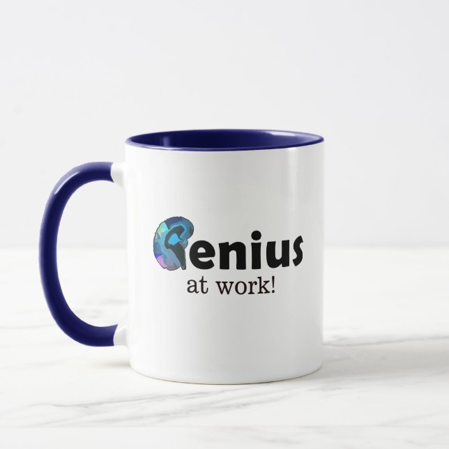 Genius at work, Customizable Text Office Mug Mugg (Vänster)