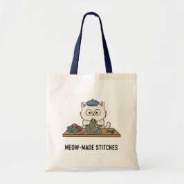 Genius Cat Knitting "Meow-Made" Present Design Tygkasse