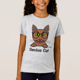 Genius cat med glass funny t shirt