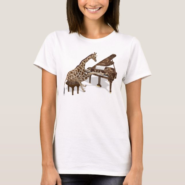 Genius Giraffe som spelar Piano T-shirt (Framsida)