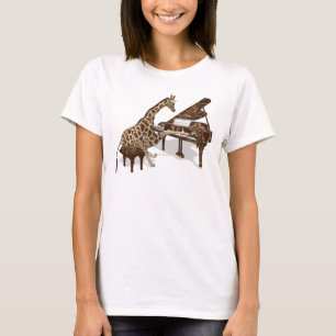 Genius Giraffe som spelar Piano Tee