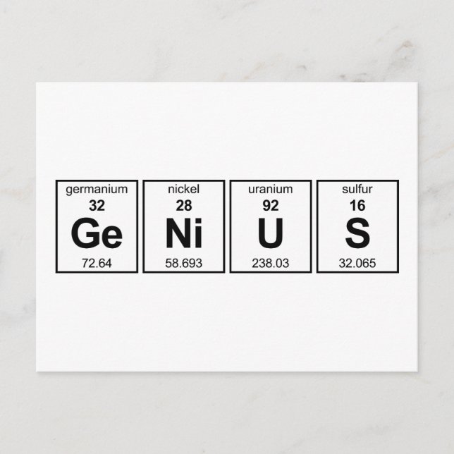 GeNiUS Periodic Bord Vykort (Framsida)