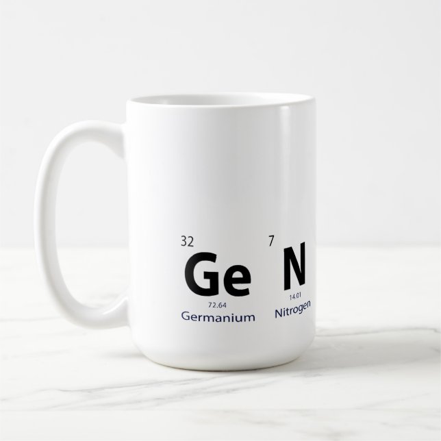 'Genius' Periodiska Systemet Nyfikenhet Kunskap Pr Kaffemugg (Vänster)