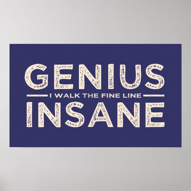 GENIUS VS INSANE anpassningsbar färg poster (Framsidan)
