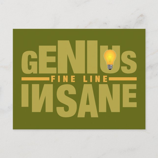 GENIUS VS INSANE anpassningsbar vycard Vykort (Framsida)