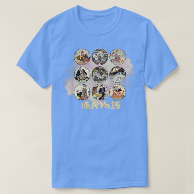 Genji Monogatari UkiyoE Circle Grid T Shirt (Design framsida)