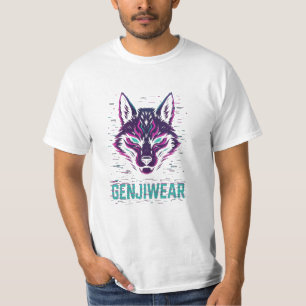 Genjiwear Cyber Kitsune – Neon Fox Spirit Glitch T Shirt