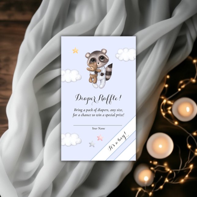 Genle Raccoon Baby Shower Diaper Raffle Tilläggskort (Gentle Raccoon Baby Shower Diaper Raffle Enclosure Card)