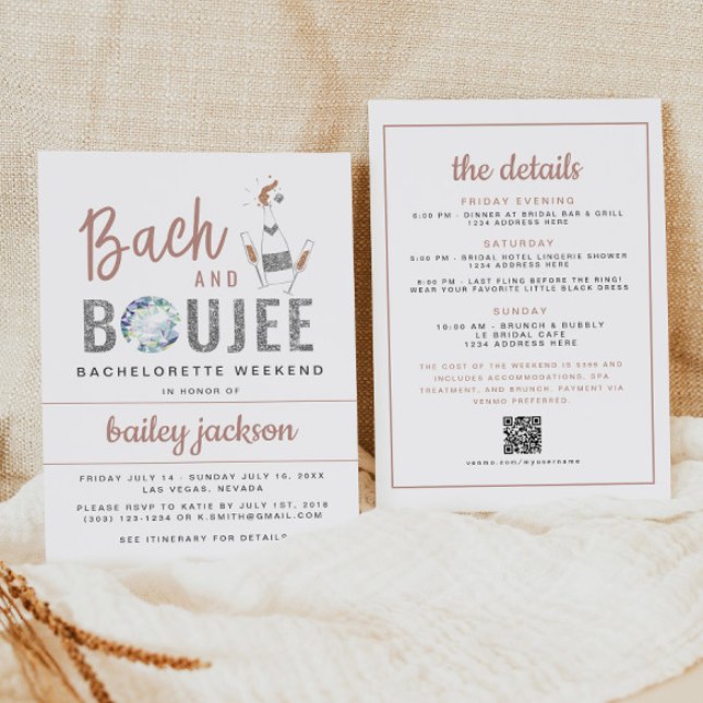 GENNA Bach och Boujee Bachelorette Itinerary Inbjudningar (Skapare uppladdad)
