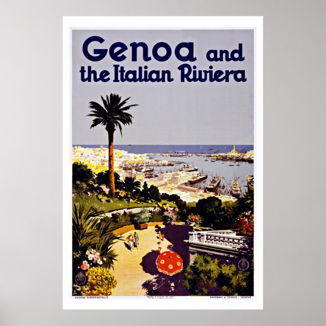 Genoa Genova Italien Vintage resor Poster (Framsidan)