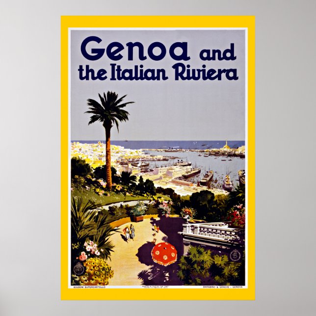 Genoa Genova Italien Vintage resor Poster (Framsidan)
