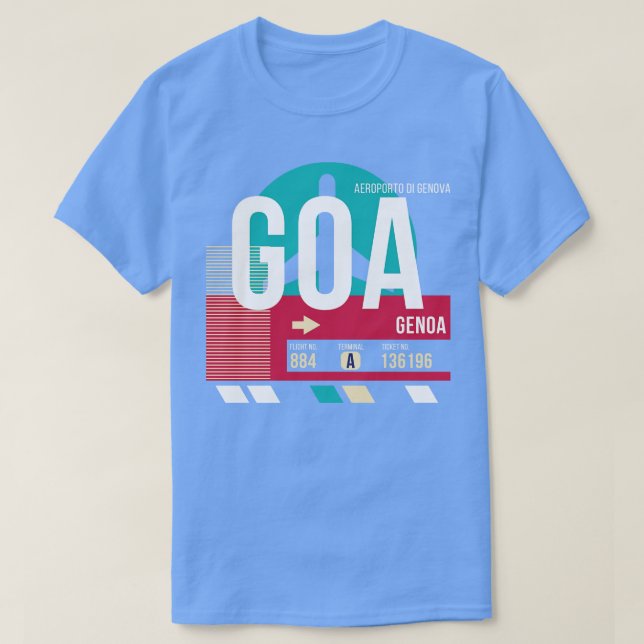 Genoa Italien GOA Airport Code Baggage Märkre T Shirt (Design framsida)