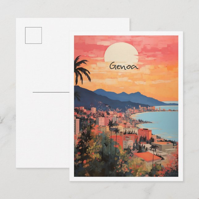 Genoa Italien Konst Resor  Vykort (Fram/baksida)