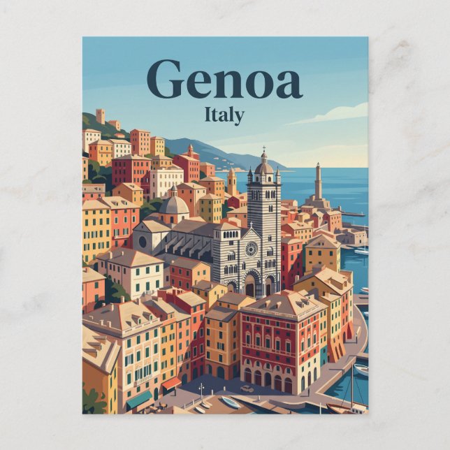 Genoa, Italien Vykort (Framsida)