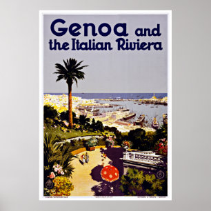 Genoa Italienska Riviera - Vintage resor Poster