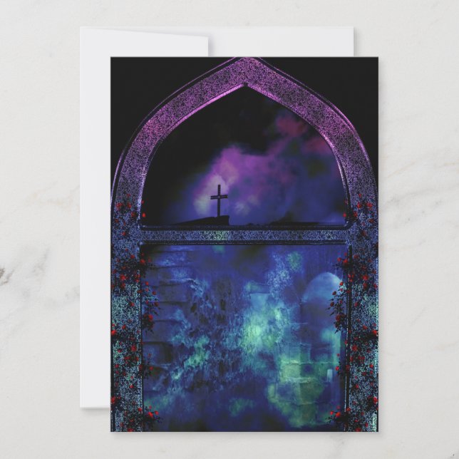 Genom Arch Gothic Wedding Bejouge Inbjudningar (Framsida)