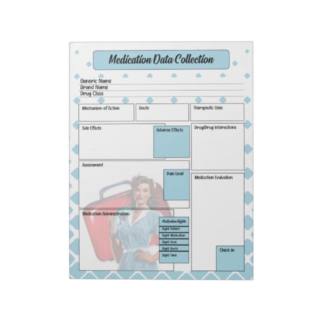 Genom att sjuksköterskeskola_ insamling av medicin anteckningsblock (Roterad)