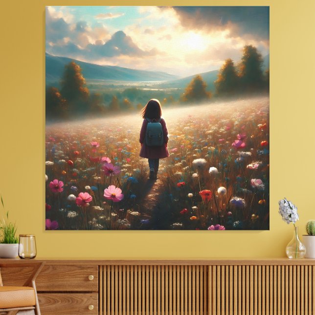 Genom Blommarna - Adventurous Väg Canvastryck (Insitu (Vardagsrum))
