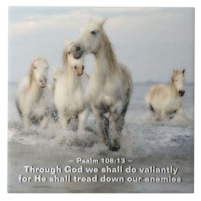 Genom Gud ska vi göra Valiant Psalm 108:13 Kakelplatta (Framsidan)