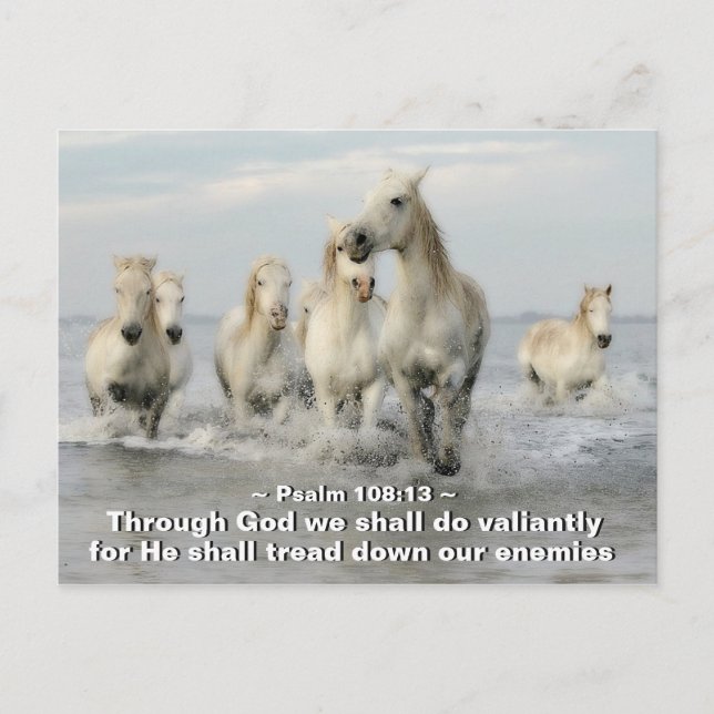 Genom Gud ska vi göra Valiant Psalm 108:13 Vykort (Framsida)