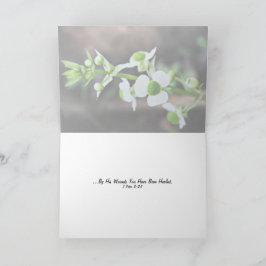 Genom Hans Sår Är Du Helad Blommig Fotografi Kort