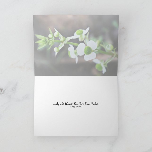 Genom Hans Sår Är Du Helad Blommig Fotografi  Kort (Inuti)