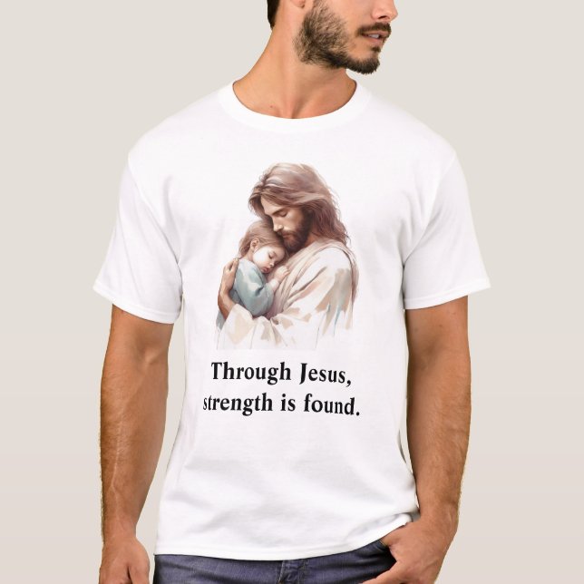 Genom Jesus hittar man styrkan Luxury T-Shirt (Framsida)
