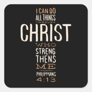 Genom Kristus Jesus Bible Quote Motivation Fyrkantigt Klistermärke