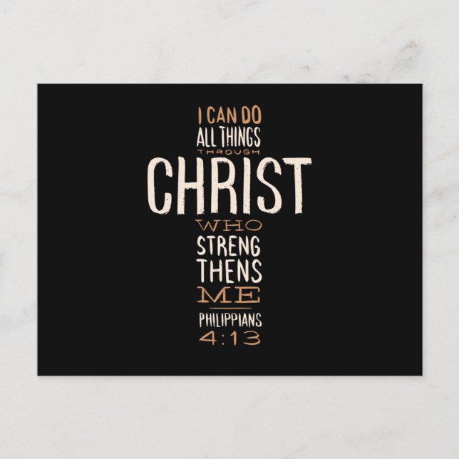 Genom Kristus Jesus Bible Quote Motivation Vykort (Framsida)
