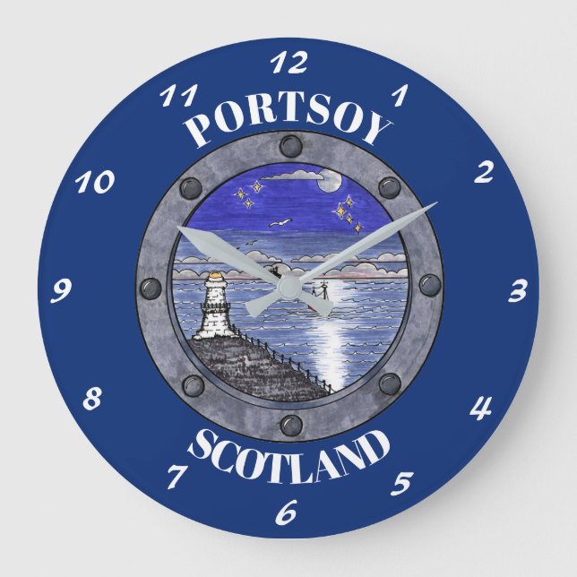 Genom Porthole Large Wall Clock Stor Klocka (Framsida)