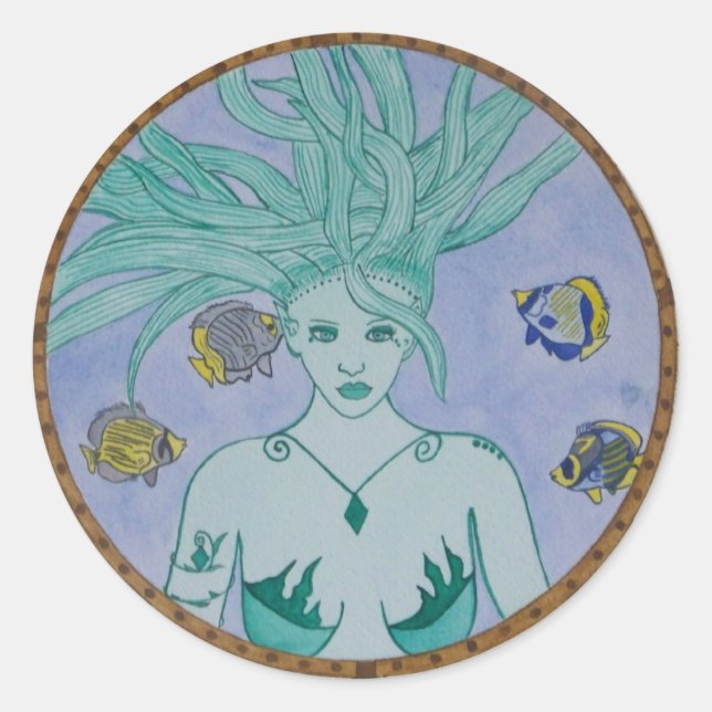 Genom Porthole Stickers Runt Klistermärke (Framsida)