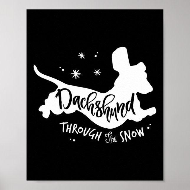 Genom Snö Dachshund-julWiener Hund Xm Poster (Framsidan)