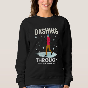 Genom snö kör joggande tävla snöfall w t shirt