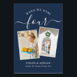 Genom Years Modern Tabl med par Photo Bröllop Bordsnummer<br><div class="desc">Kom ihåg och ha lite roligt med bordsnumren för bröllopsmottagning. Dessa eleganter, enkla bordsnummer, du kan välja att inkludera ett foto av bruden och brudgummen i samma ålder som bordsnumret, brudgummen och brudgummen namn och bröllop. Bakgrunden till färg är marinblå med vit text, men dessa kan ändras till vilken färg...</div>