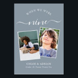 Genom Years Modern Tabl med par Photo Bröllop Bordsnummer<br><div class="desc">Kom ihåg och ha lite roligt med bordsnumren för bröllopsmottagning. Dessa eleganter, enkla bordsnummer, du kan välja att inkludera ett foto av bruden och brudgummen i samma ålder som bordsnumret, brudgummen och brudgummen namn och bröllop. Bakgrunden till färg är dammblått med vit text, men dessa kan ändras till vilken färg...</div>