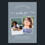 Genom Years Modern Tabl med par Photo Bröllop Bordsnummer<br><div class="desc">Kom ihåg och ha lite roligt med bordsnumren för bröllopsmottagning. Dessa eleganter, enkla bordsnummer, du kan välja att inkludera ett foto av bruden och brudgummen i samma ålder som bordsnumret, brudgummen och brudgummen namn och bröllop. Bakgrunden till färg är dammblått med vit text, men dessa kan ändras till vilken färg...</div>