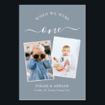 Genom Years Modern Tabl med par Photo Bröllop Bordsnummer<br><div class="desc">Kom ihåg och ha lite roligt med bordsnumren för bröllopsmottagning. Dessa eleganter, enkla bordsnummer, du kan välja att inkludera ett foto av bruden och brudgummen i samma ålder som bordsnumret, brudgummen och brudgummen namn och bröllop. Bakgrunden till färg är dammblått med vit text, men dessa kan ändras till vilken färg...</div>