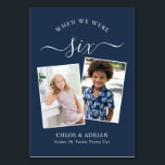 Genom Years Modern Tabl med par Photo Bröllop Bordsnummer<br><div class="desc">Kom ihåg och ha lite roligt med bordsnumren för bröllopsmottagning. Dessa eleganter, enkla bordsnummer, du kan välja att inkludera ett foto av bruden och brudgummen i samma ålder som bordsnumret, brudgummen och brudgummen namn och bröllop. Bakgrunden till färg är dammblått med vit text, men dessa kan ändras till vilken färg...</div>