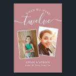 Genom Years Modern Tabl med par Photo Bröllop Bordsnummer<br><div class="desc">Kom ihåg och ha lite roligt med bordsnumren för bröllopsmottagning. Dessa eleganter, enkla bordsnummer, du kan välja att inkludera ett foto av bruden och brudgummen i samma ålder som bordsnumret, brudgummen och brudgummen namn och bröllop. Bakgrunden till färg är dammig rosa med vit text, men dessa kan ändras till vilken...</div>